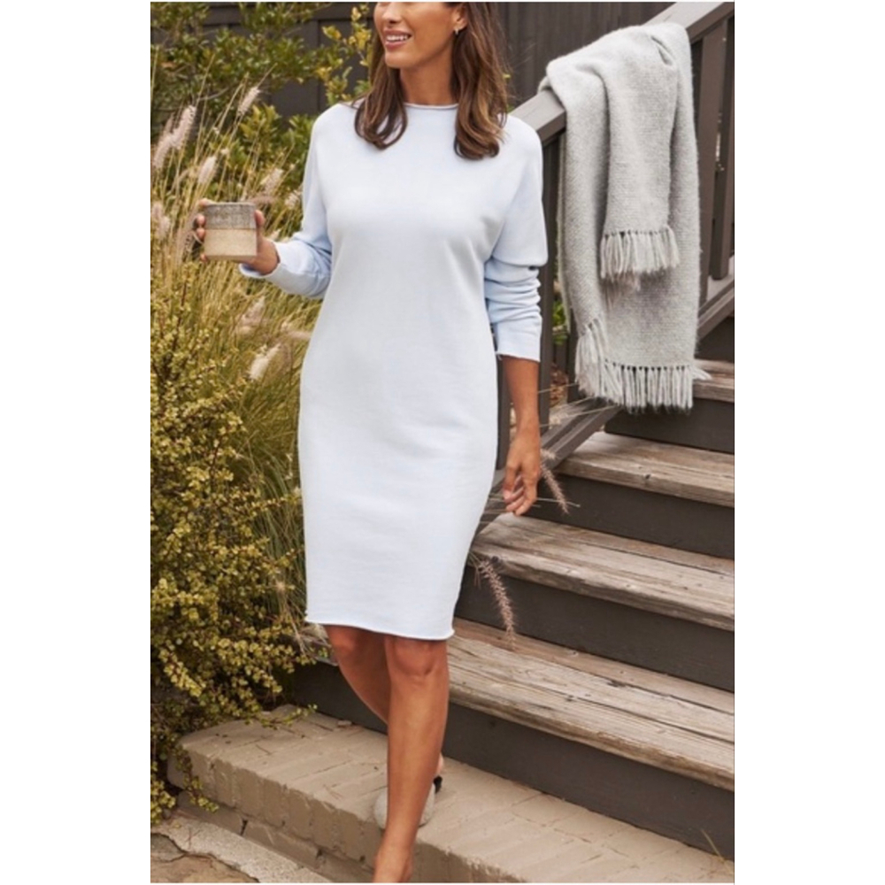 New Frank & Eileen Light Ice Blue Long Sleeve Sweatshirt Dress L
